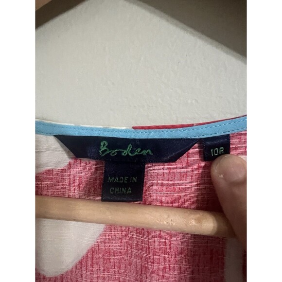 Boden Red Bold Floral Cotton V Neck Knee Length Dress Women Size 10R - Picture 3 of 8